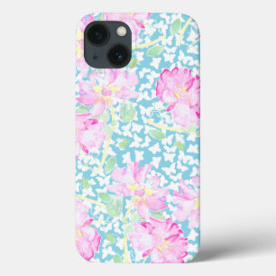 Rosa Rosen Weiße Schmetterlinge, Blau iPhone 6 Hül 13 Hülle