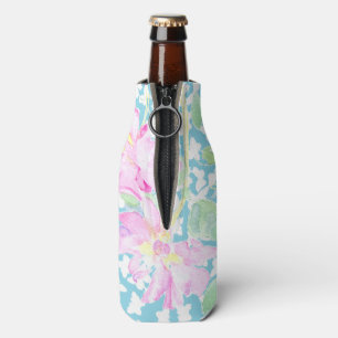 Rosa Rosen, weiße Schmetterlinge Blaue Flasche Coo Flaschenkühler