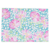 Rosa Rosen-weiße Schmetterlinge, blaue große Große Geschenktüte (Rückseite)