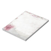 Rosa Rosen, weiße Spitzen und Imitate Pearpad Note Notizblock (Rotiert)