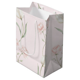 Rosa Rosen Weiße Tulpen Brautparty Mittlere Geschenktüte