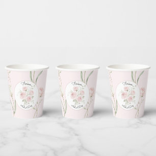 Rosa Rosen Weiße Tulpen Hochzeit Pappbecher