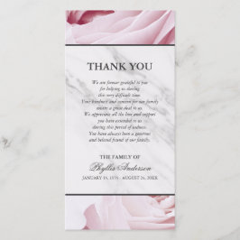 Rosa Rosen-weißer Marmorerinnerungsservice danken Dankeskarte