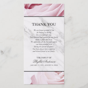 Rosa Rosen-weißer Marmorerinnerungsservice danken Dankeskarte