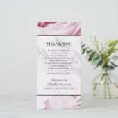 Rosa Rosen-weißer Marmorerinnerungsservice danken Dankeskarte (Stehend Vorderseite)