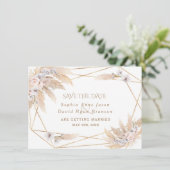 Rosa Rosen Weißer Orchid Pampas Grass Goldhochzeit Save The Date (Stehend Vorderseite)