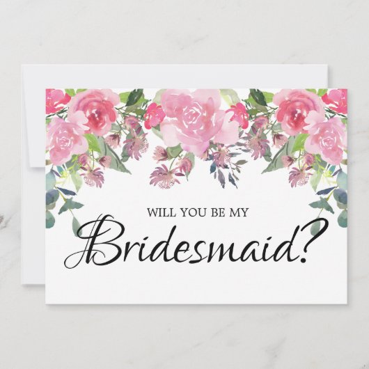 Rosa Rosen werden Sie meine Bridesmaid-Karte sein Einladung (Vorderseite)