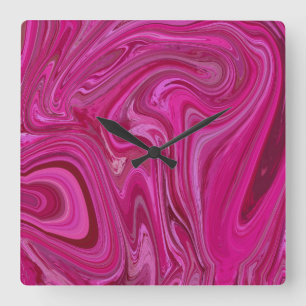 Rosa Rosen-Wirbel Quadratische Wanduhr