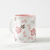 Rosa Rosen Zweifarbige Tasse (Vorderseite Links)