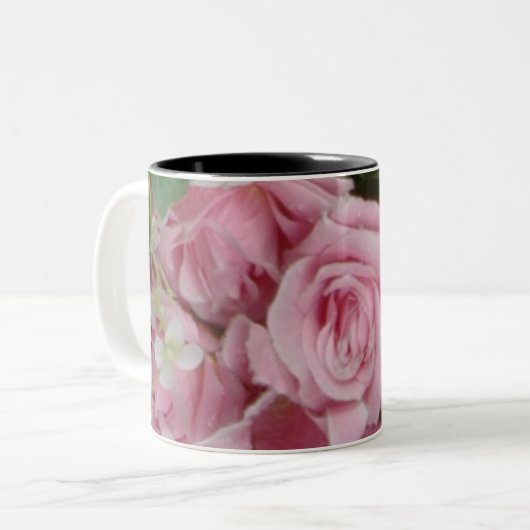Rosa Rosen Zweifarbige Tasse (Vorderseite Links)