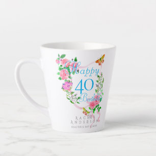 Rosa Rosenband 40. Geburtstag Milchtasse