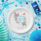 Rosa Rosenband 50. Geburtstag Pappteller (Party)