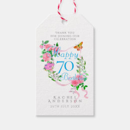 Rosa Rosenband 70. Geburtstag Geschenkanhänger