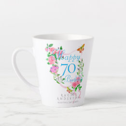 Rosa Rosenband 70. Geburtstag Milchtasse