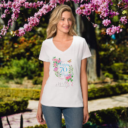 Rosa Rosenband 70. Geburtstag T-Shirt