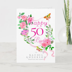 Rosa Rosenband Geburtstag Feiertagskarte