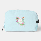 Rosa Rosenband Monogram Blue Print Cut Nähtasche Waschbeutel (Rückseite)