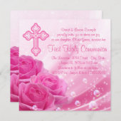 Rosa Rosenbläschen Erste Kommune Einladung (Vorne/Hinten)