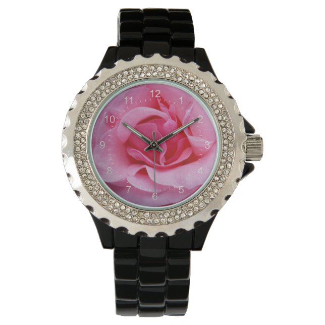Rosa Rosenblätter Armbanduhr (Vorderseite)