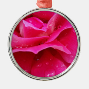 Rosa Rosenblätter Silbernes Ornament