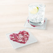 Rosa Rosenblättrige Liebe Glasuntersetzer (Schrägansicht)