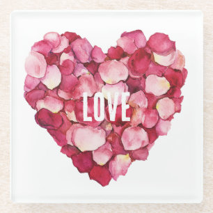 Rosa Rosenblättrige Liebe Glasuntersetzer