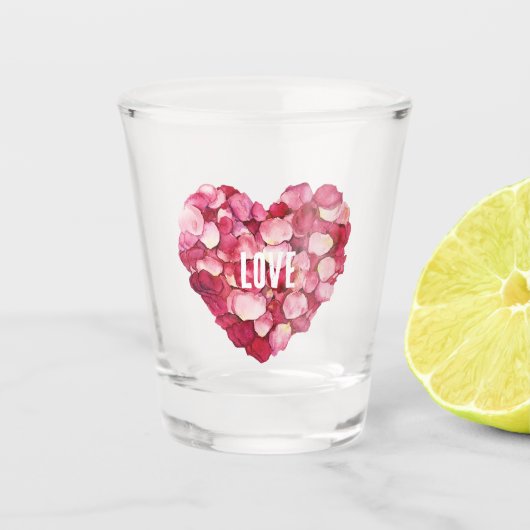 Rosa Rosenblättrige Liebe Schnapsglas (Vorderseite)
