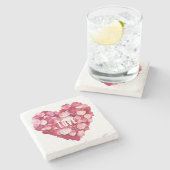 Rosa Rosenblättrige Liebe Steinuntersetzer (Seitenansicht)