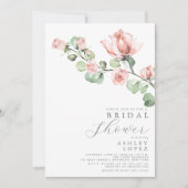 Rosa Rosenblume Elegantes Brautparty Einladung (Vorderseite)
