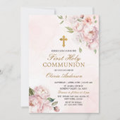Rosa Rosenblume Erste Heilige Kommune Einladung (Vorderseite)