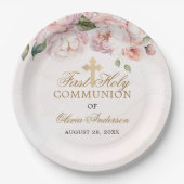 Rosa Rosenblume Erste Heilige Kommune Pappteller (Vorderseite)