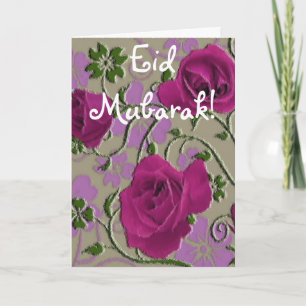 Rosa Rosenblumenstrauß Eid Mubarak Feiertagskarte