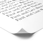 Rosa Rosenblüte - elegante Sitzkarte Poster (Ecke)