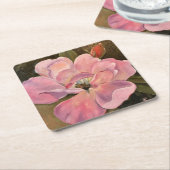 Rosa Rosenblüte Gedeckte Ölmalerei Rechteckiger Pappuntersetzer (angewinkelt)