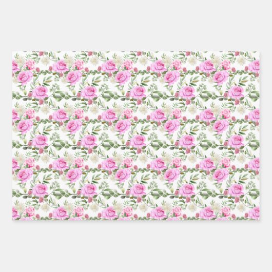 Rosa Rosenblüte Hochzeitskachel Geschenkpapier Set (Vorderseite 3)