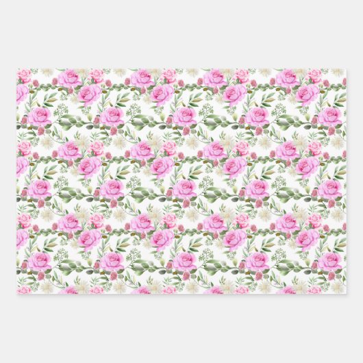 Rosa Rosenblüte Hochzeitskachel Geschenkpapier Set (Vorderseite 2)