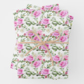 Rosa Rosenblüte Hochzeitskachel Geschenkpapier Set (Beispiel)