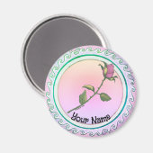Rosa Rosenblüte Magnet (Vorderseite/Rückseite)