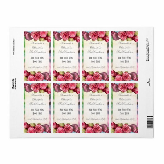 Rosa Rosenblüte romantische Hochzeitsweinflasche (Vorne)