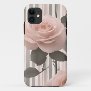 Rosa Rosenblüte und Streifen, Vintage-Look Case-Mate iPhone Hülle