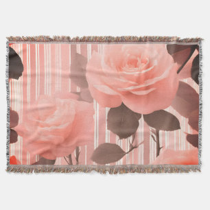 Rosa Rosenblüte und Streifen, Vintage-Look Decke