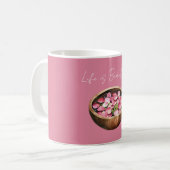 Rosa Rosenblüten Blumen Schale Kaffeetasse (Vorderseite Links)