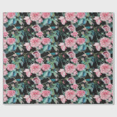 Rosa Rosenblüten floraler Wasserfarben-Einwickler Geschenkpapier (Flach)