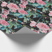 Rosa Rosenblüten floraler Wasserfarben-Einwickler Geschenkpapier (Ecke)