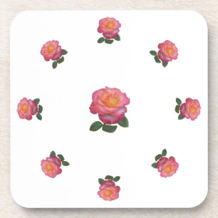 Rosa Rosenblüten Getränkeuntersetzer