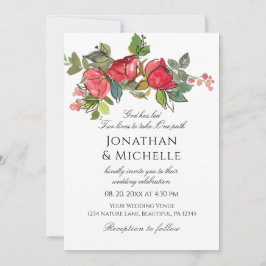 Rosa Rosenblüten in einer Christlichen Hochzeit Einladung