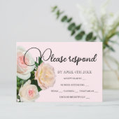 Rosa Rosenblüten in Rosa RSVP Karte (Stehend Vorderseite)