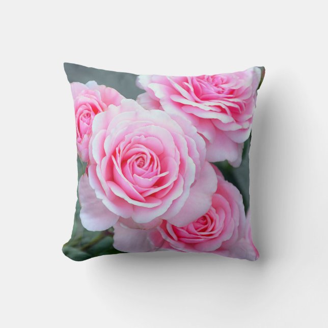 Rosa Rosenblüten Kissen (Vorderseite)