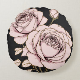 Rosa Rosenblüten-Rundkissen Rundes Kissen