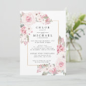 Rosa Rosenblütenhochzeit Ankündigung (Stehend Vorderseite)